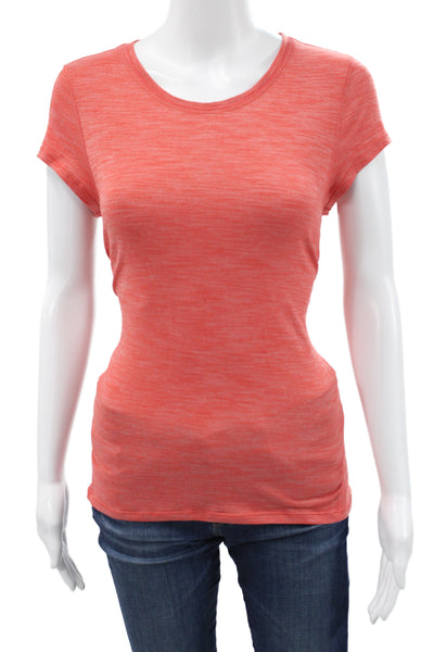 Lululemon Women Basic Orange Crew Neck Short Sleeve Polyester T-Shirt Size 6