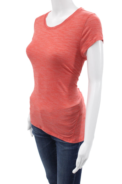 Lululemon Women Basic Orange Crew Neck Short Sleeve Polyester T-Shirt Size 6