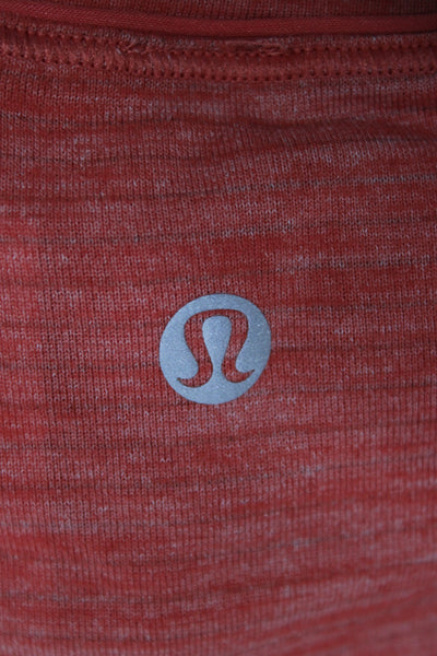 Lululemon Women Basic Orange Crew Neck Short Sleeve Polyester T-Shirt Size 6