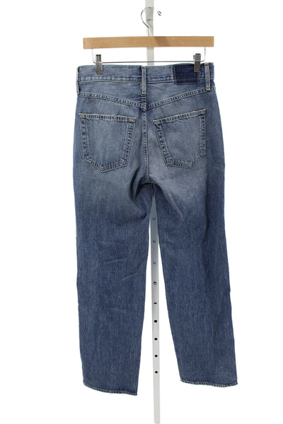 Amo Unisex Straight Blue Jeans 100% Cotton High Rise Size 25