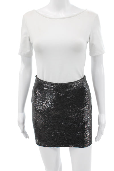 IRO Womens Mini Straight Pencil Skirt Black Viscose Size 34