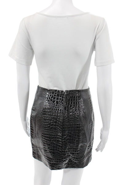 L Agence Women Black Animal Print Pencil Skirt Knee Length Size 2