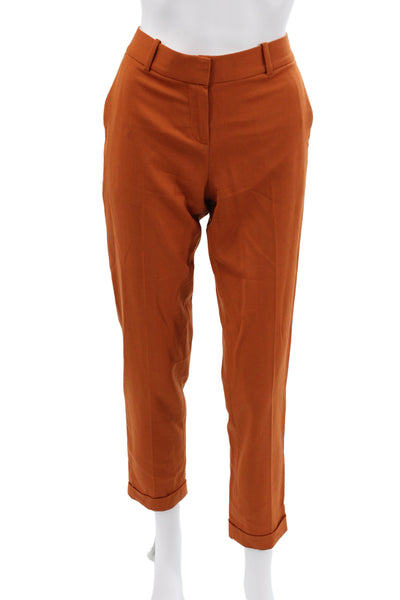Theory Womens Ankle Cropped Dress Pants Orange Wool Solid Size 2