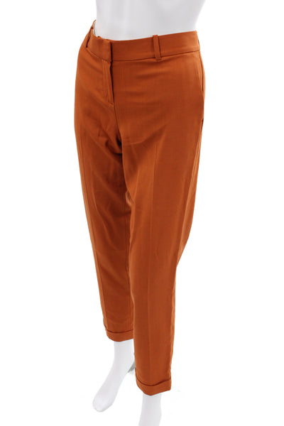 Theory Womens Ankle Cropped Dress Pants Orange Wool Solid Size 2