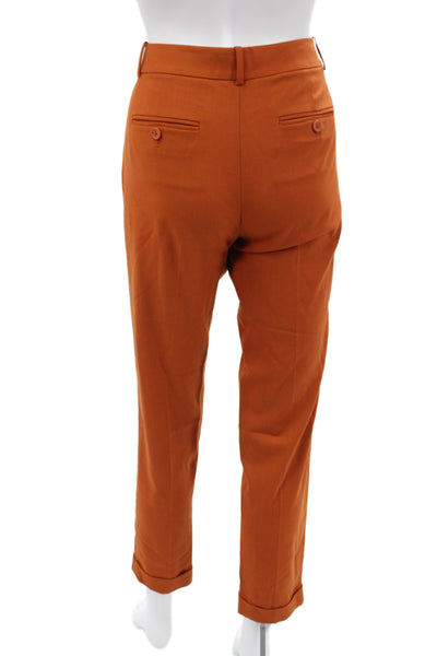 Theory Womens Ankle Cropped Dress Pants Orange Wool Solid Size 2