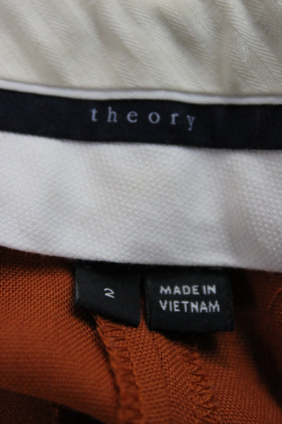 Theory Womens Ankle Cropped Dress Pants Orange Wool Solid Size 2