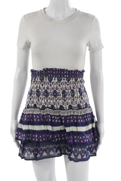 Sea New York Womens Peasant Mini Skirt Blue Geometric Cotton Size XS