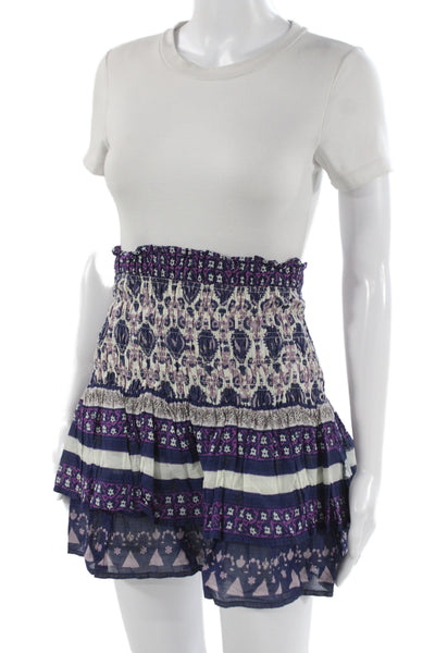 Sea New York Womens Peasant Mini Skirt Blue Geometric Cotton Size XS