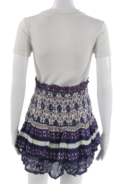 Sea New York Womens Peasant Mini Skirt Blue Geometric Cotton Size XS
