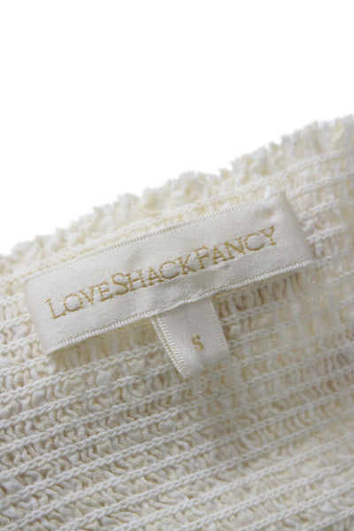 Love Shack Fancy Womens Peasant Pettiskirt Beige Striped Cotton Short Size S