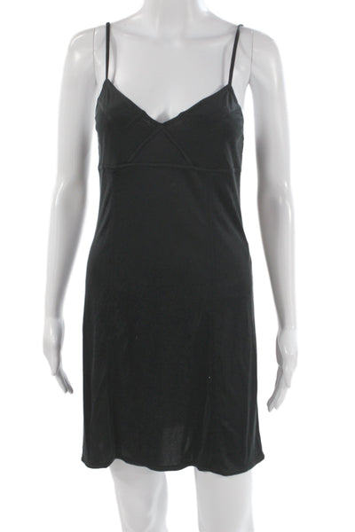 Marc Jacobs Women Black V-Neck Slip Dress Sleeveless Short Size 2