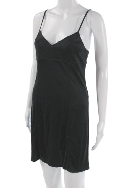 Marc Jacobs Women Black V-Neck Slip Dress Sleeveless Short Size 2