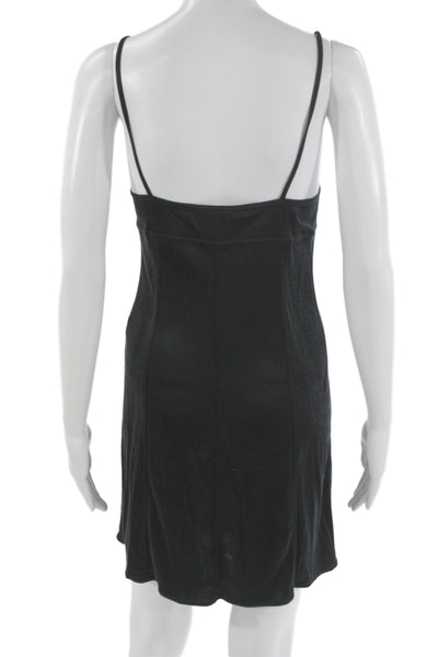 Marc Jacobs Women Black V-Neck Slip Dress Sleeveless Short Size 2