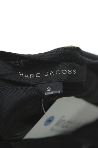 Marc Jacobs Women Black V-Neck Slip Dress Sleeveless Short Size 2