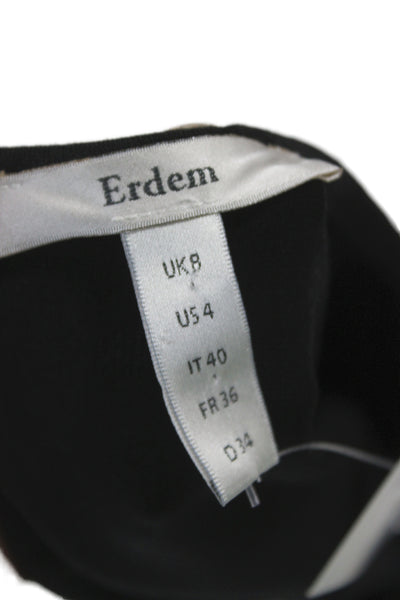 Erdem Womens Fit & Flare Black Short Sleeve Round Neck Dress Size S