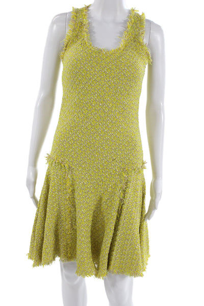 Lanvin Womens Fit & Flare Tank Dress Yellow Mid Calf Hook & Eye Size 36