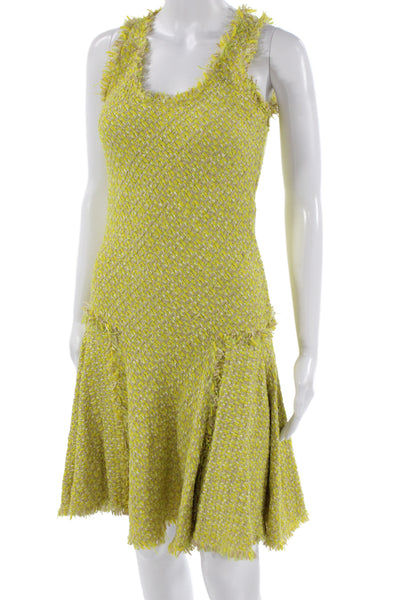 Lanvin Womens Fit & Flare Tank Dress Yellow Mid Calf Hook & Eye Size 36