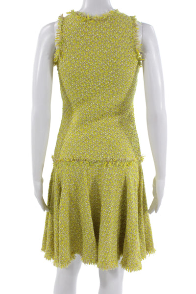 Lanvin Womens Fit & Flare Tank Dress Yellow Mid Calf Hook & Eye Size 36
