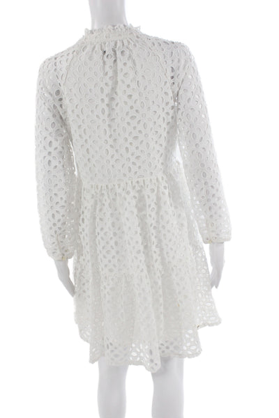 J Crew Womens Shift Shirt Dress White Cotton V Neck Long Sleeve Size XS