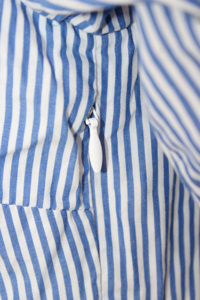 J Crew Women Shirt Dress Blue Striped 3/4 Sleeve Cotton Zip Short Size XS