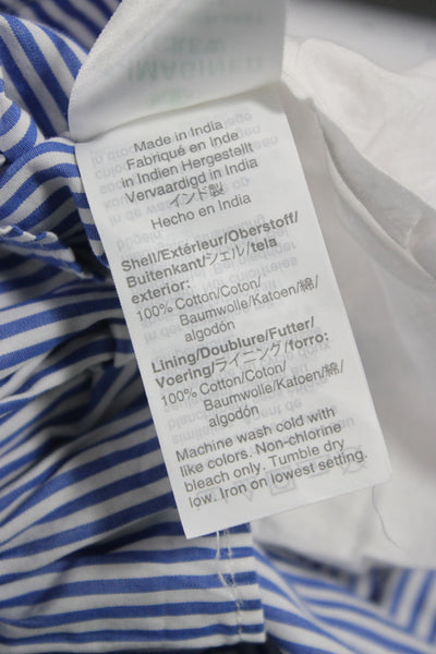 J Crew Women Shirt Dress Blue Striped 3/4 Sleeve Cotton Zip Short Size XS
