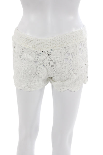 Letarte Handmade Unisex Shorts White 100% Cotton Drawstring Beach Size M