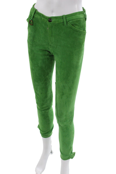 Ralph Lauren Women Green Lamb Suede Cropped Ankle Pants Size 8