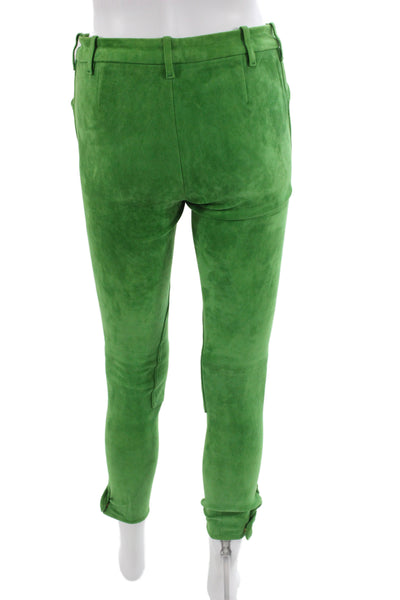 Ralph Lauren Women Green Lamb Suede Cropped Ankle Pants Size 8