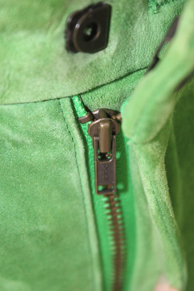 Ralph Lauren Women Green Lamb Suede Cropped Ankle Pants Size 8