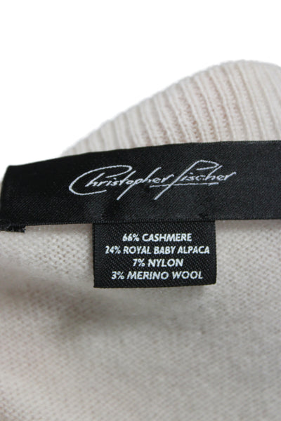 Christopher Fischer Unisex Pullover Sweater Beige 66% Cashmere Size S