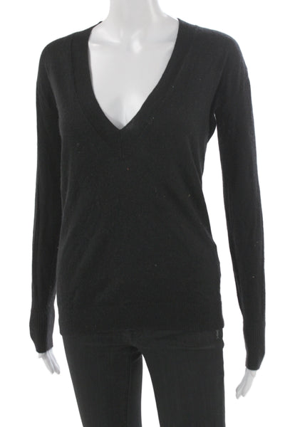 J Crew Unisex Black V-Neck Button Pullover Sweater Long Sleeve Size XS