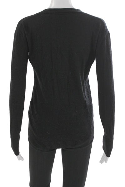 J Crew Unisex Black V-Neck Button Pullover Sweater Long Sleeve Size XS