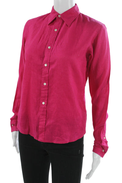 Ralph Lauren Golf Women Pink Cotton Collared Basic Button-Up Long Sleeve Size S