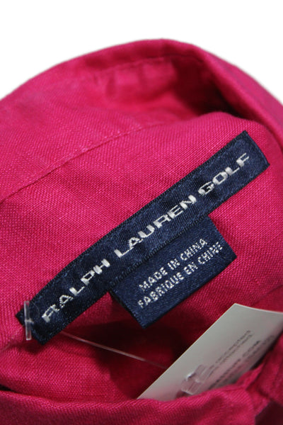 Ralph Lauren Golf Women Pink Cotton Collared Basic Button-Up Long Sleeve Size S