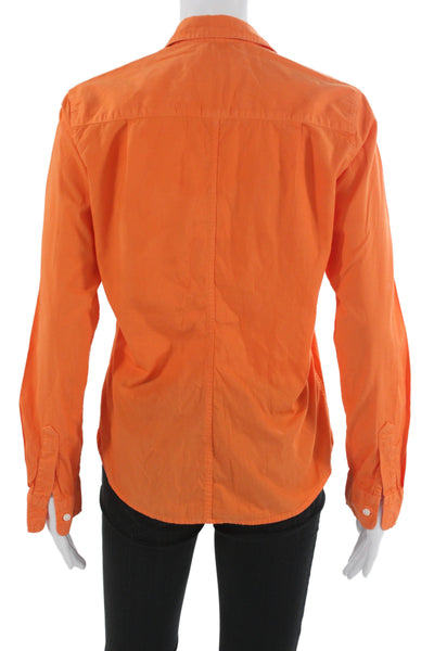 Frank & Eileen Women Basic Collared Cotton Long Sleeve Button-Up Orange Size S