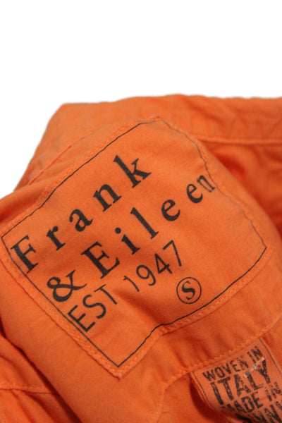 Frank & Eileen Women Basic Collared Cotton Long Sleeve Button-Up Orange Size S