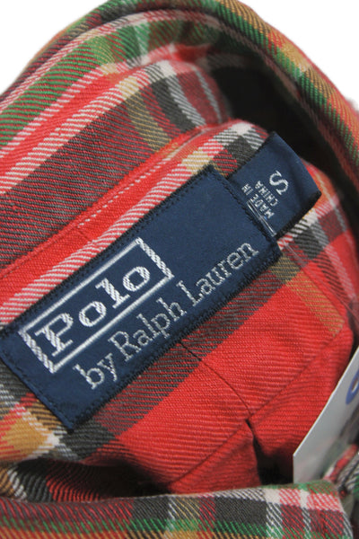 Polo Ralph Lauren Mens Collared Plaid Cotton Long Sleeve Button-Down Red Size S