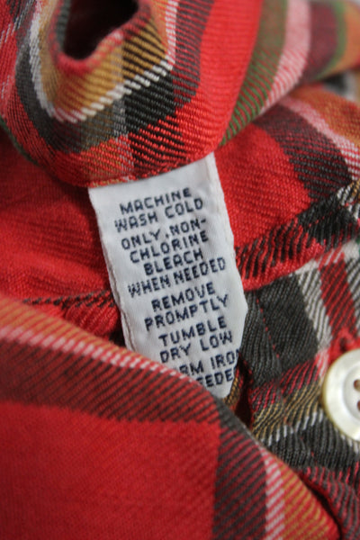 Polo Ralph Lauren Mens Collared Plaid Cotton Long Sleeve Button-Down Red Size S