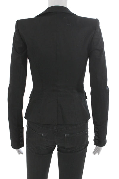 Rachel Zoe Womens Pea Coat Black Collared Button Size 0