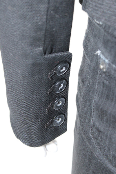 Rachel Zoe Womens Pea Coat Black Collared Button Size 0