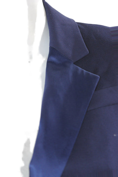 Rachel Zoe Unisex Wool Dark Blue Button Collared Solid Blazer Size 0