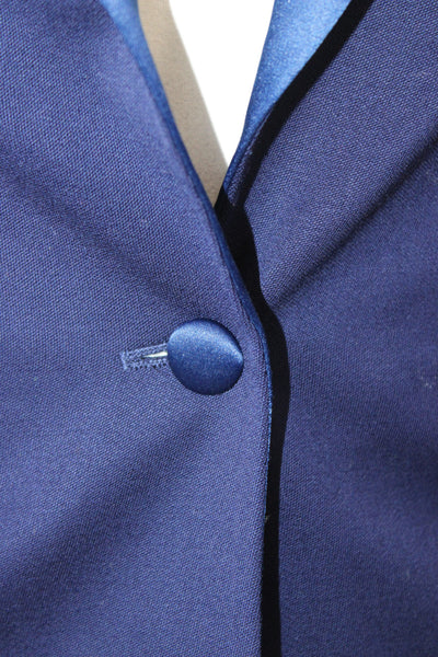 Rachel Zoe Unisex Wool Dark Blue Button Collared Solid Blazer Size 0