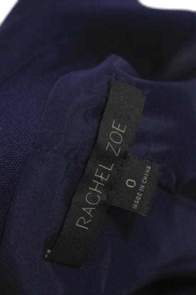 Rachel Zoe Unisex Wool Dark Blue Button Collared Solid Blazer Size 0