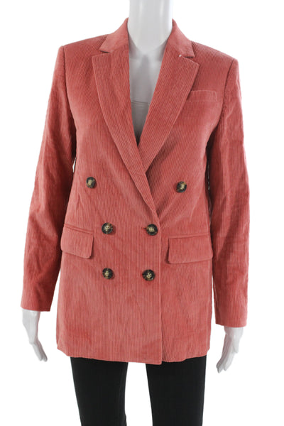 J Crew Women Striped Pink Blazer Button Long Sleeve Made in Italy Size 0