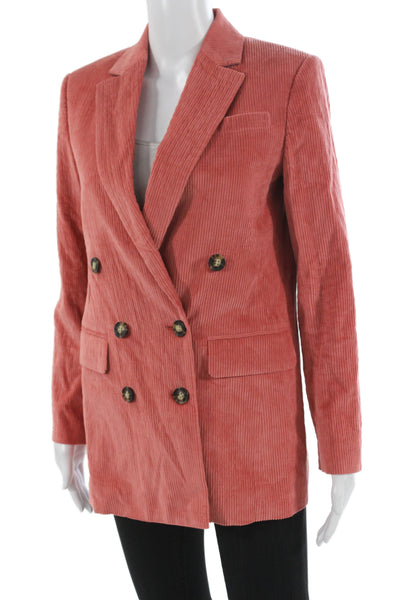 J Crew Women Striped Pink Blazer Button Long Sleeve Made in Italy Size 0