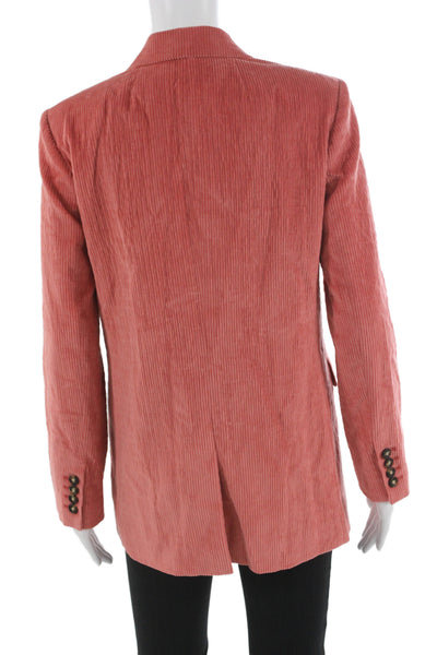 J Crew Women Striped Pink Blazer Button Long Sleeve Made in Italy Size 0