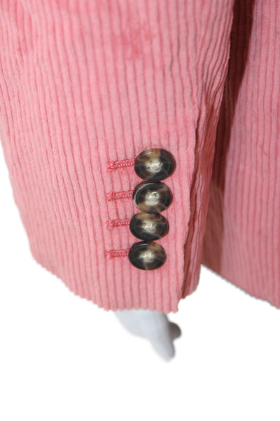 J Crew Women Striped Pink Blazer Button Long Sleeve Made in Italy Size 0