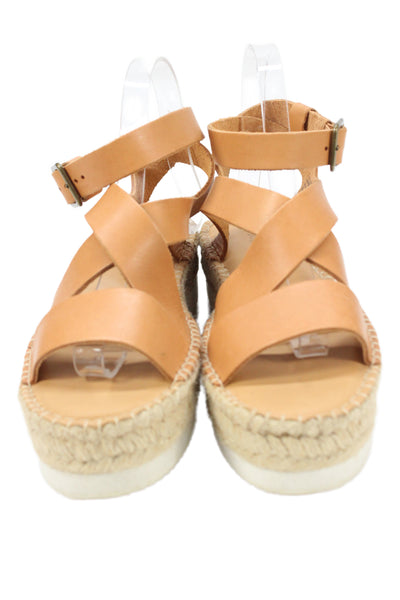 Soludos Women's Strappy Espadrille Buckle Sandals Tan Size 8.5