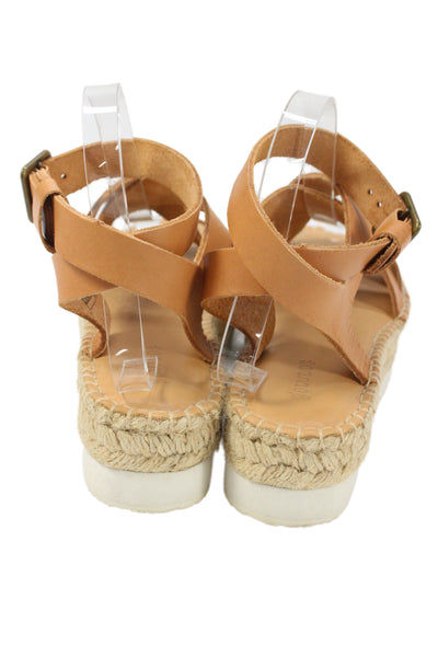 Soludos Women's Strappy Espadrille Buckle Sandals Tan Size 8.5
