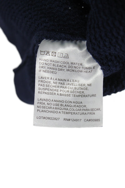 ONIA Mens Short Sleeve Collared Knit Polo Shirt Navy Blue Cotton Size Medium
